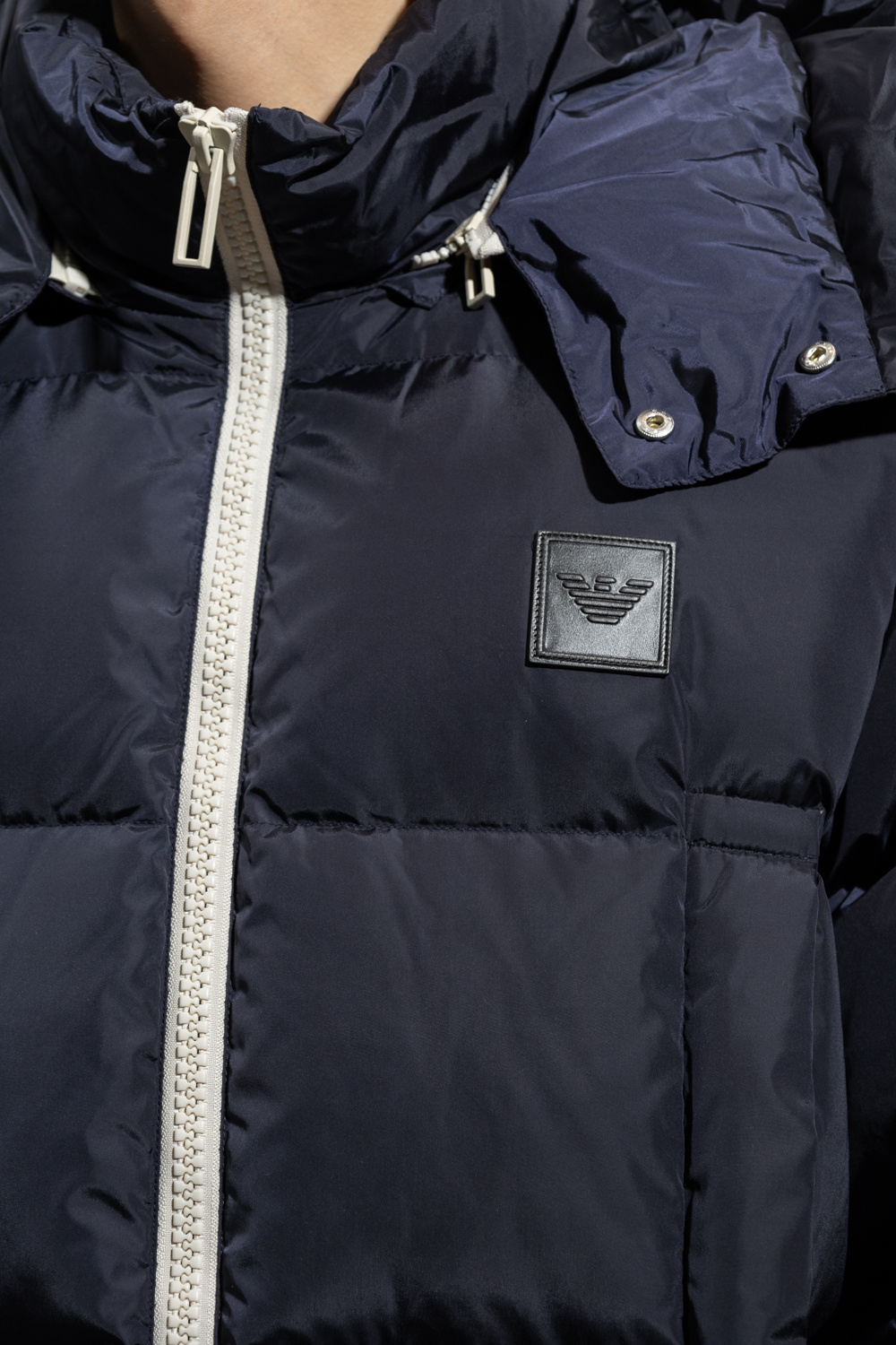 Navy blue Down jacket Emporio Armani Emporio Armani padded down hooded jacket Extension fmedShops Japan